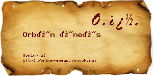 Orbán Éneás névjegykártya